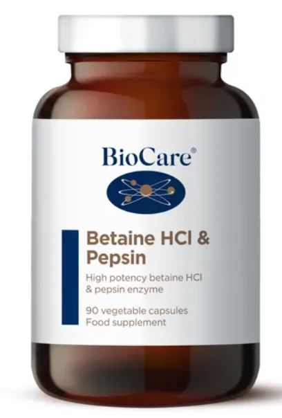 Betaine HCL & Pepsin (400mg HCL per cap) -  90 caps