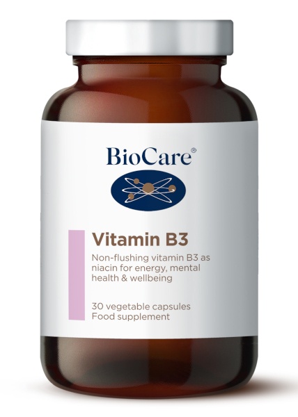Vitamin B3 Niacin 100mg (No Flush) - 30 caps (Biocare)