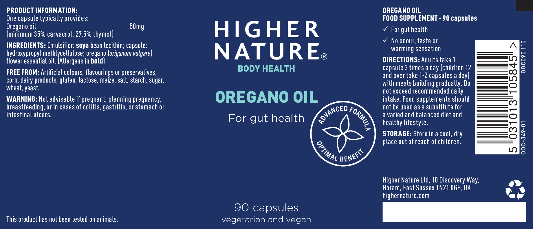 Oregano Oil 90 capsules Higher Nature